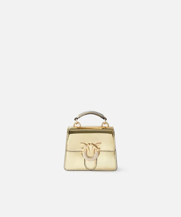 Women Handbags Pinko Metallic Love Bag Micro Bag With Slim Shoulder Strap Goldshiny Gold Women Handbags Pinko Metallic Love Bag Micro Bag With Slim Shoulder Strap Goldshiny Gold