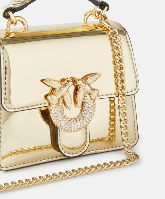 Women Handbags Pinko Metallic Love Bag Micro Bag With Slim Shoulder Strap Goldshiny Gold Women Handbags Pinko Metallic Love Bag Micro Bag With Slim Shoulder Strap Goldshiny Gold