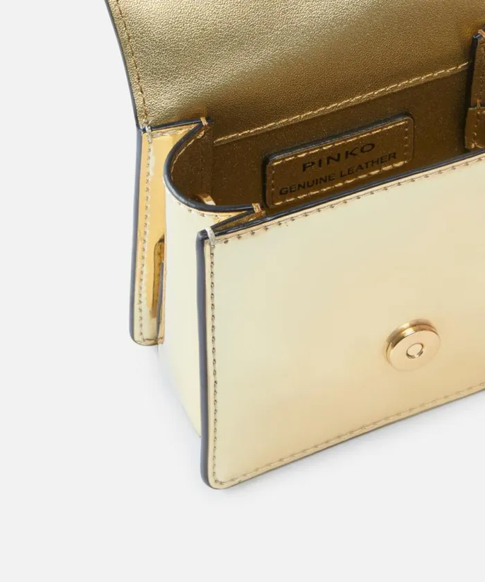 Women Handbags Pinko Metallic Love Bag Micro Bag With Slim Shoulder Strap Goldshiny Gold Women Handbags Pinko Metallic Love Bag Micro Bag With Slim Shoulder Strap Goldshiny Gold