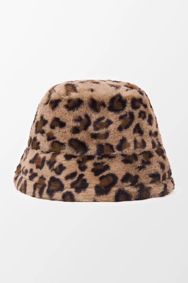 Women Hats and Scarves Cupshe Dynamic Star Brown Leopard Fluffy Bucket Hat Brown