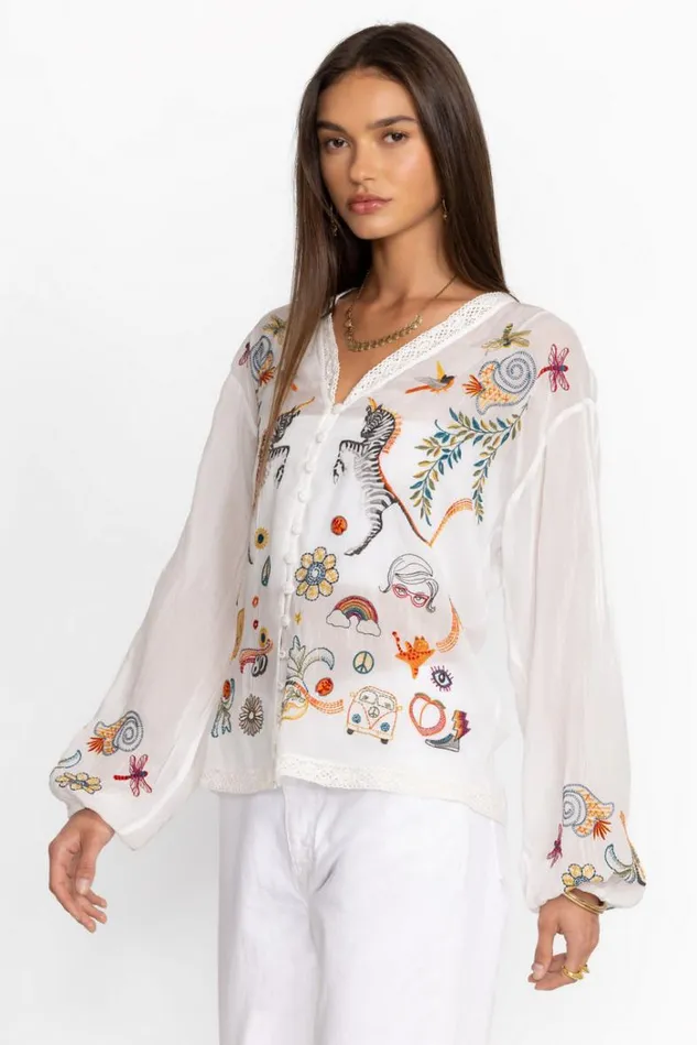 Women HELEN BLOUSE White Johnny Was Tops