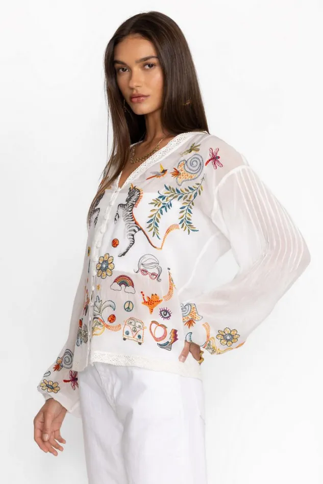 Women HELEN BLOUSE White Johnny Was Tops Women HELEN BLOUSE White Johnny Was Tops