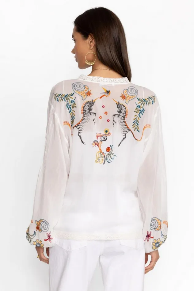 Women HELEN BLOUSE White Johnny Was Tops Women HELEN BLOUSE White Johnny Was Tops