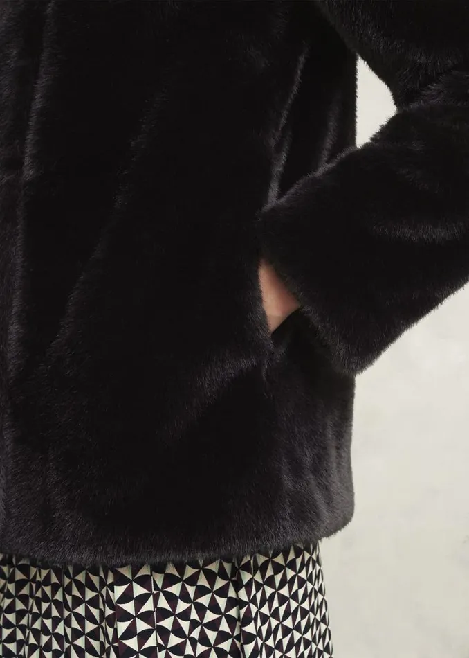 Women HOBBS Coats and Jackets Dania Faux Fur Coat Black