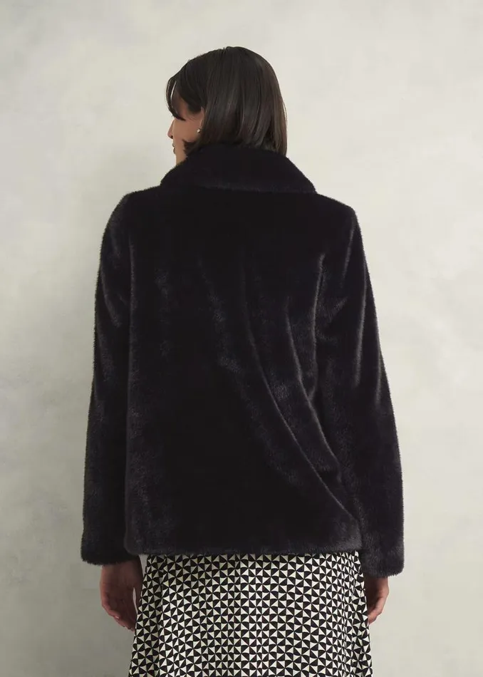 Women HOBBS Coats and Jackets Dania Faux Fur Coat Black