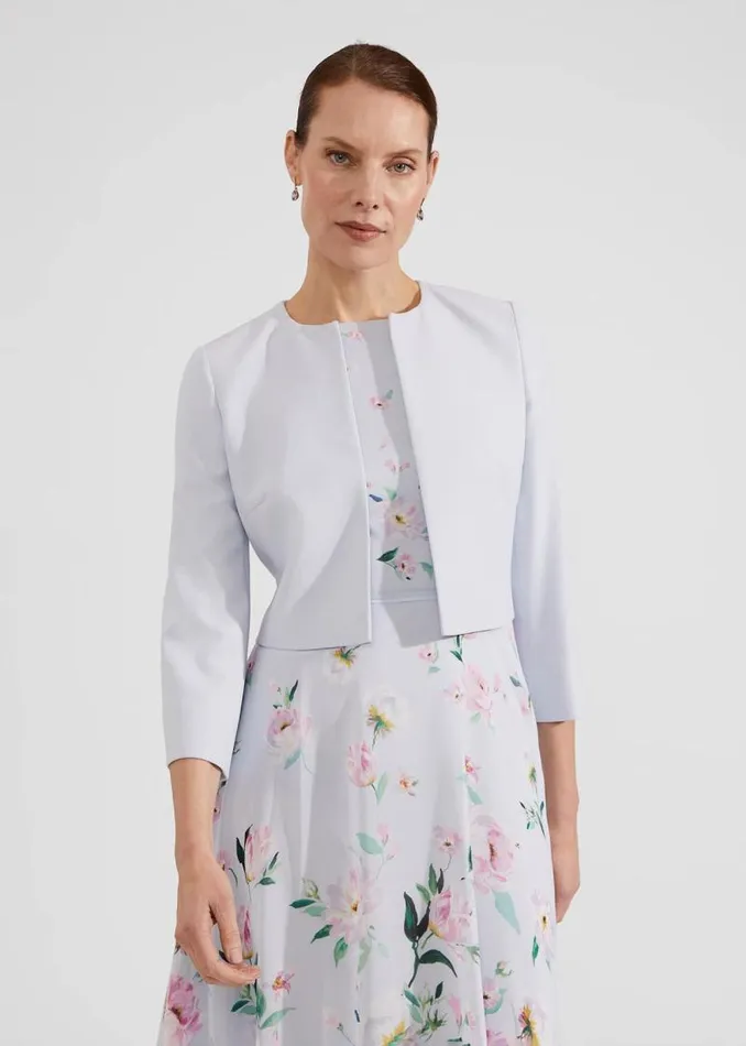 Women HOBBS Coats and Jackets Elize Crepe Jacket Pale Blue