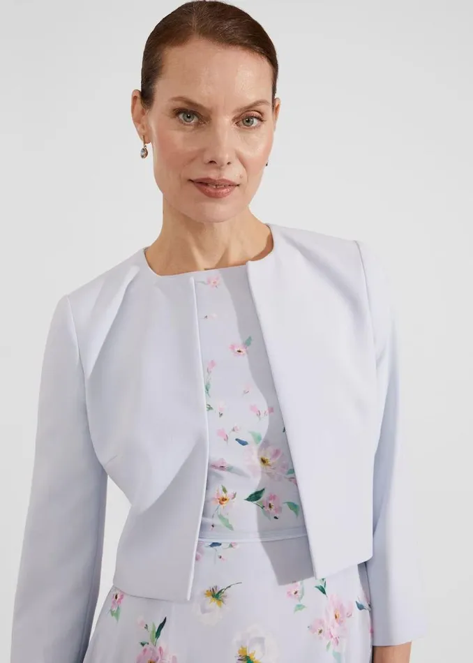 Women HOBBS Coats and Jackets Elize Crepe Jacket Pale Blue