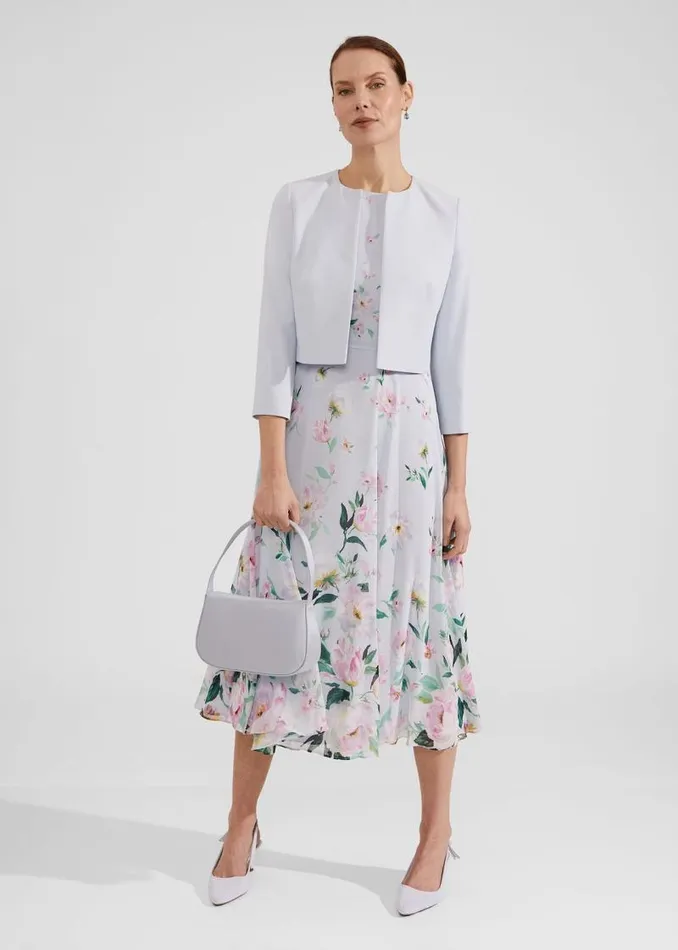 Women HOBBS Coats and Jackets Elize Crepe Jacket Pale Blue