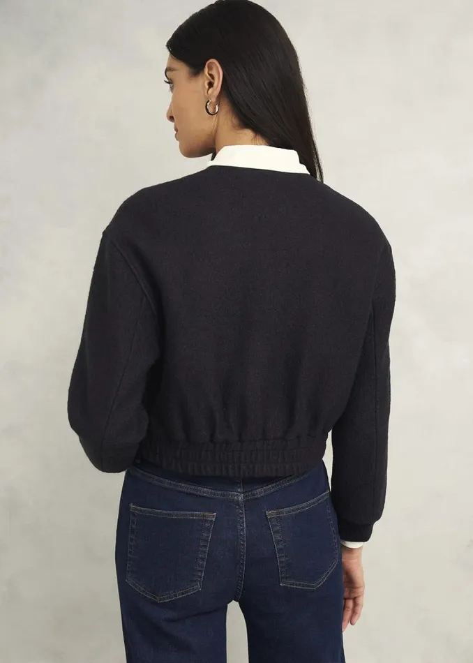 Women HOBBS Coats and Jackets Elsham Bomber Jacket With Wool Black