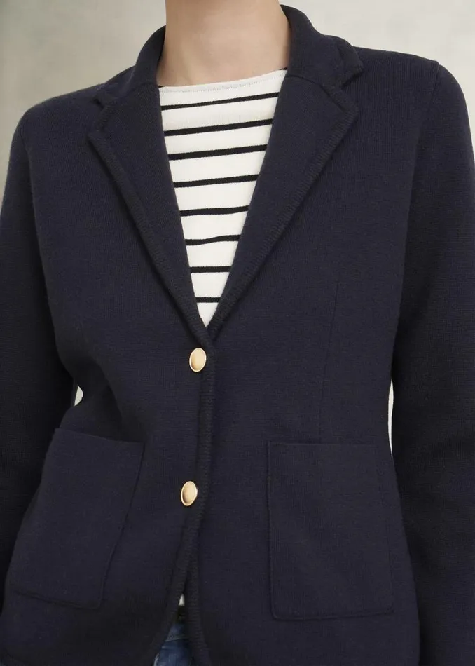 Women HOBBS Coats and Jackets Holly Knitted Blazer With Wool Hobbs Navy