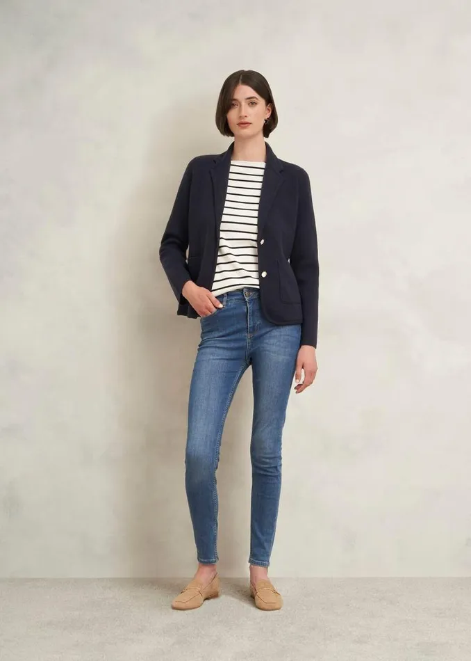 Women HOBBS Coats and Jackets Holly Knitted Blazer With Wool Hobbs Navy
