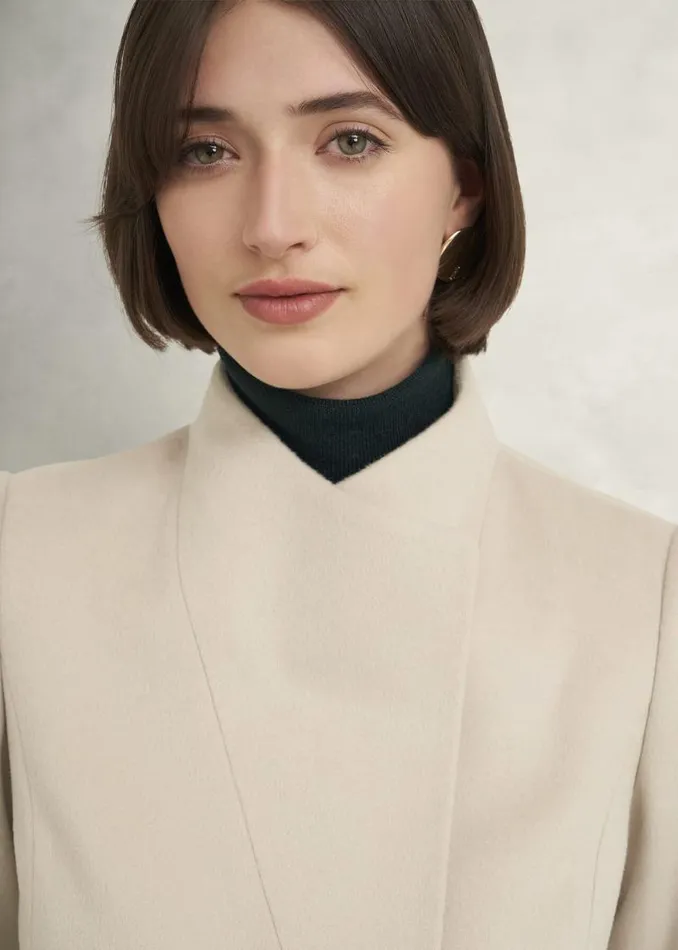 Women HOBBS Coats and Jackets Marissa Wool Coat Buff Grey