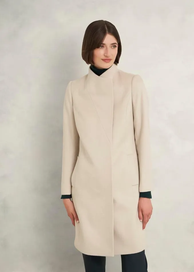 Women HOBBS Coats and Jackets Marissa Wool Coat Buff Grey