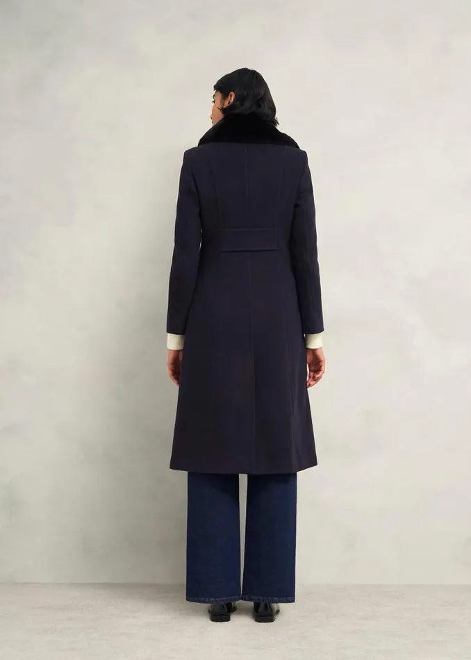 Women HOBBS Coats and Jackets Petite Marlene Wool Blend Coat Navy