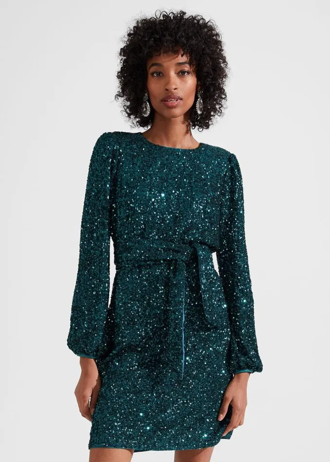 Women HOBBS Dresses and Jumpsuits Bette Sequin Dress Evergreen