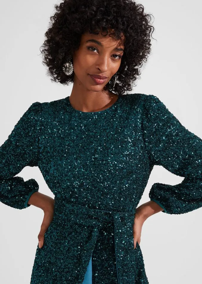 Women HOBBS Dresses and Jumpsuits Bette Sequin Dress Evergreen