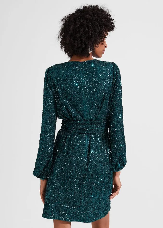 Women HOBBS Dresses and Jumpsuits Bette Sequin Dress Evergreen
