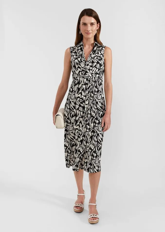Women HOBBS Dresses and Jumpsuits Clarissa Jersey Dress Black Cream