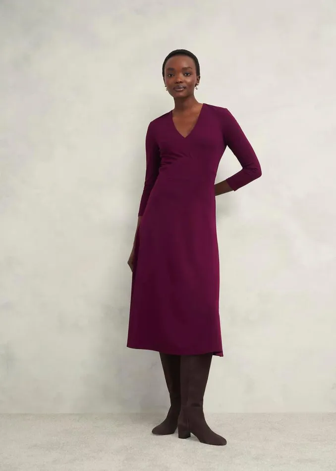 Women HOBBS Dresses and Jumpsuits Mirabel Ponte Dress Warm Plum