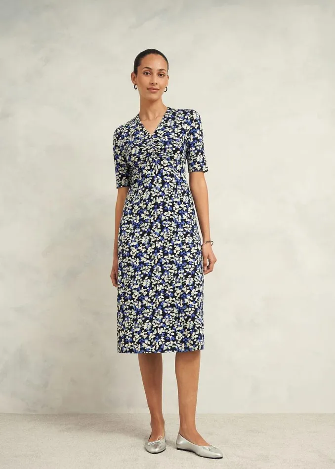 Women HOBBS Dresses and Jumpsuits Petite Frankie Jersey Dress Navy Multi