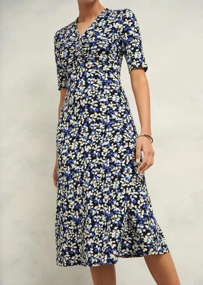 Women HOBBS Dresses and Jumpsuits Petite Frankie Jersey Dress Navy Multi