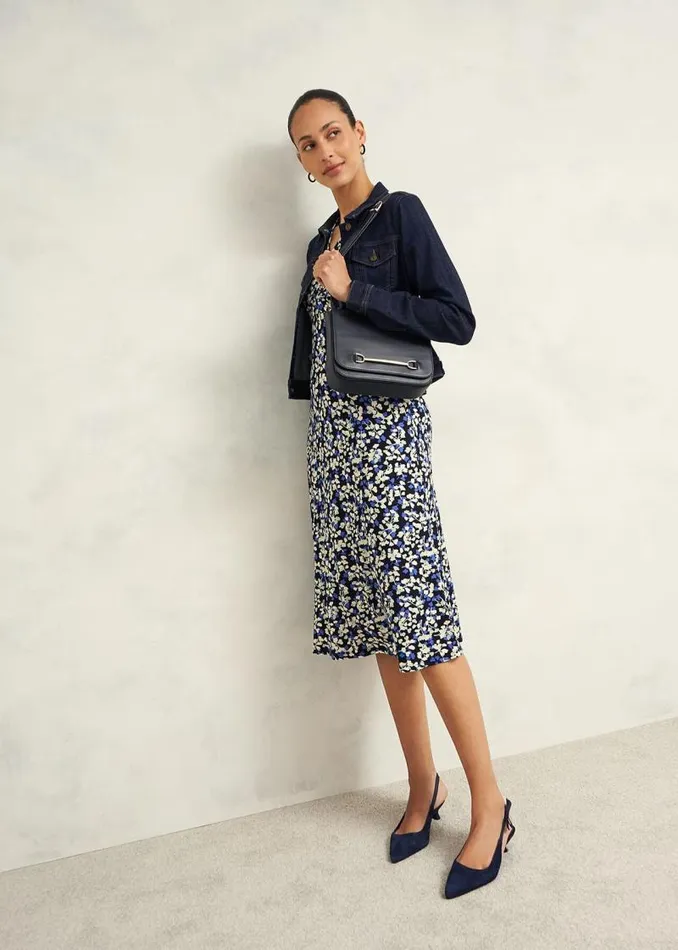 Women HOBBS Dresses and Jumpsuits Petite Frankie Jersey Dress Navy Multi