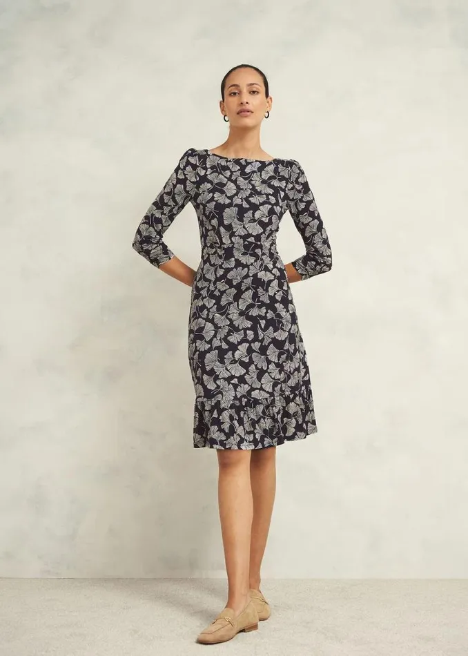 Women HOBBS Dresses and Jumpsuits Petite Ginny Jersey Dress Navy Cream