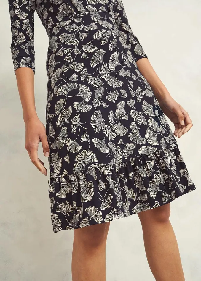 Women HOBBS Dresses and Jumpsuits Petite Ginny Jersey Dress Navy Cream