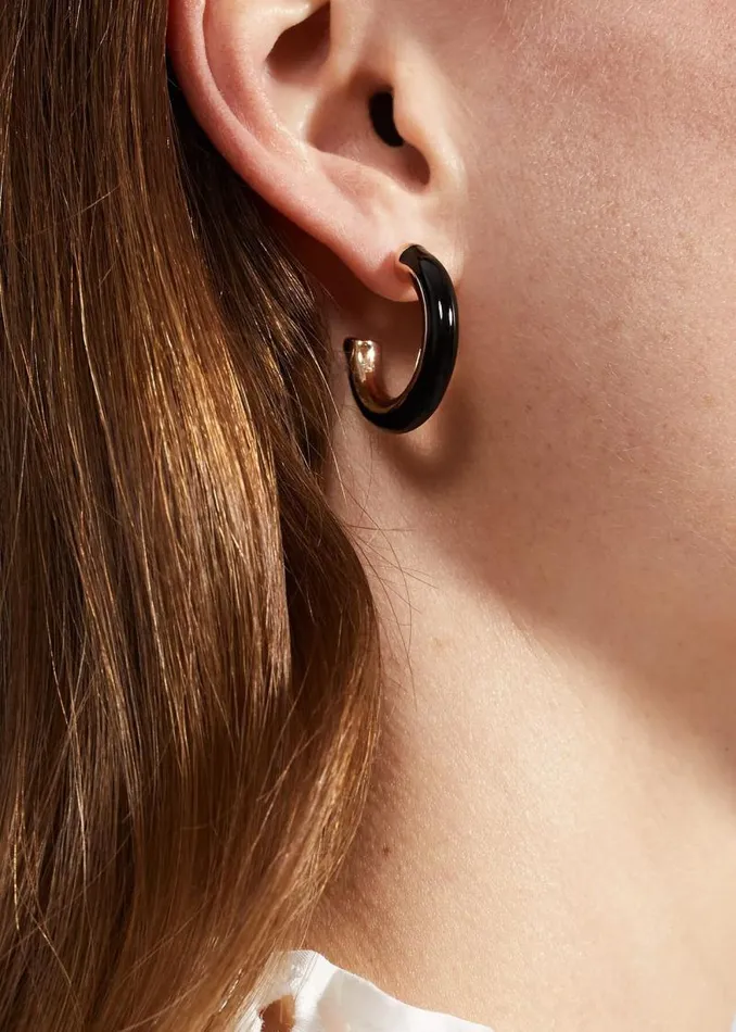 Women HOBBS Jewellery Gemma Hoop Earrings Black Gold
