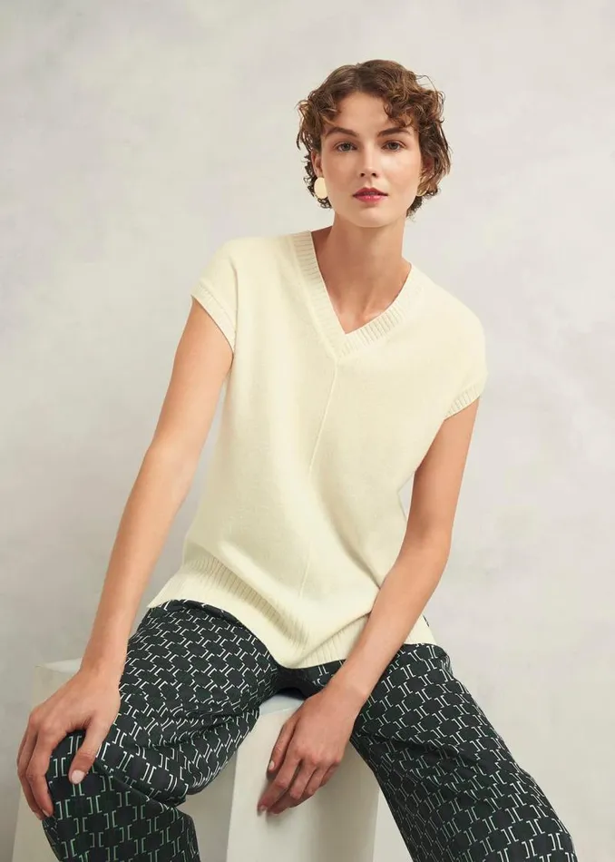 Women HOBBS Jumpers and Cardigans Brooksfirth Wool Cashmere Knitted Vest Warm Ivory