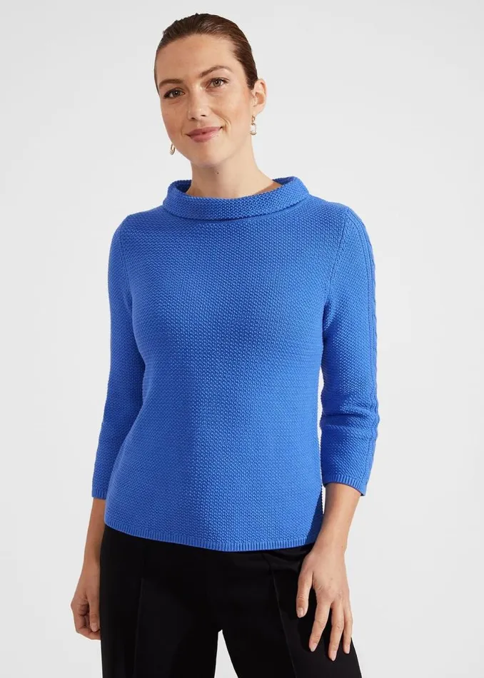 Women HOBBS Jumpers and Cardigans Camilla Cotton Jumper Fjord Blue