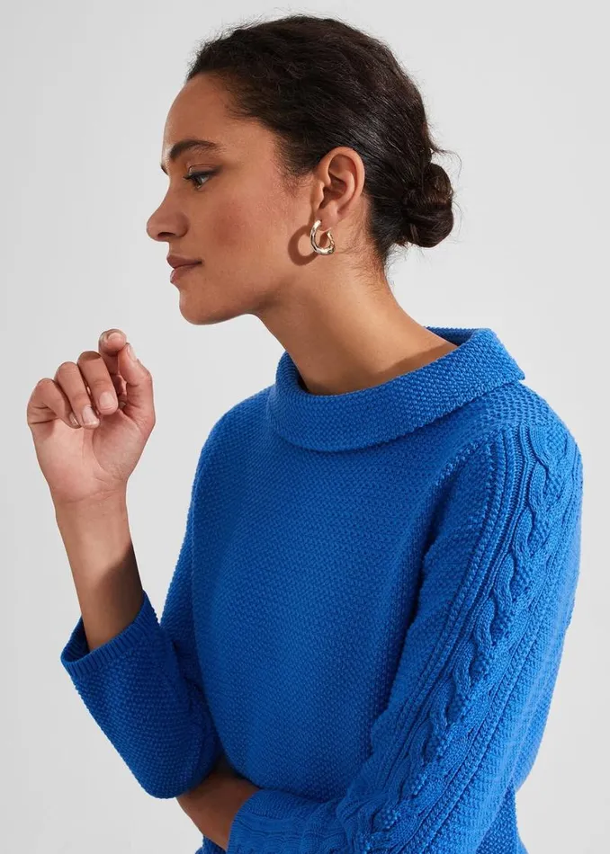 Women HOBBS Jumpers and Cardigans Camilla Cotton Jumper Fjord Blue