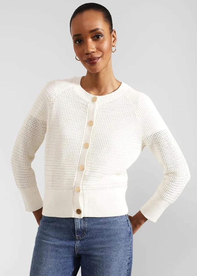 Women HOBBS Jumpers and Cardigans Florentina Cotton Cardigan Ivory