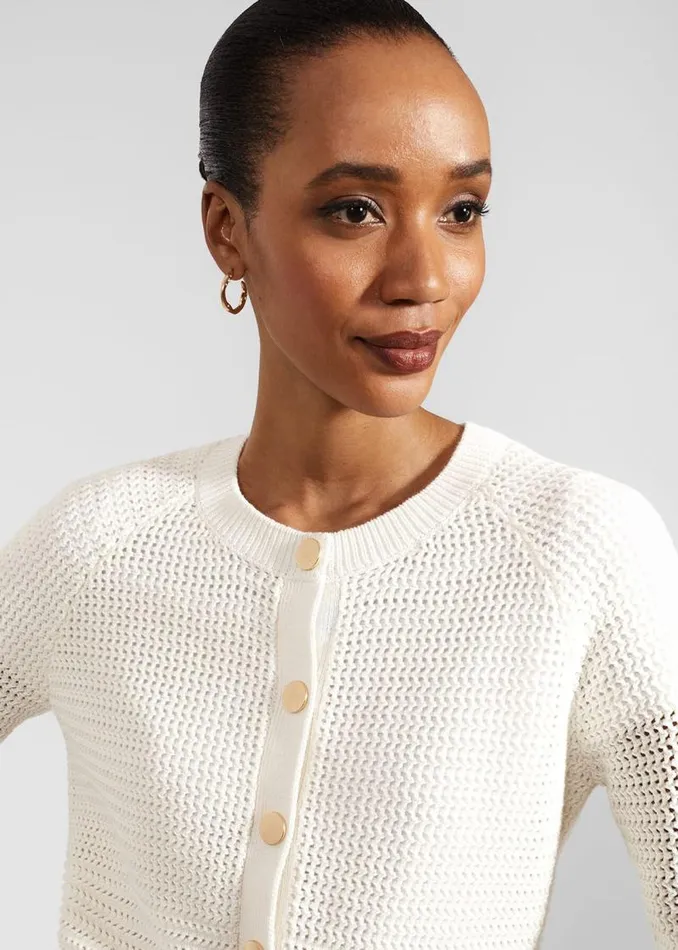 Women HOBBS Jumpers and Cardigans Florentina Cotton Cardigan Ivory