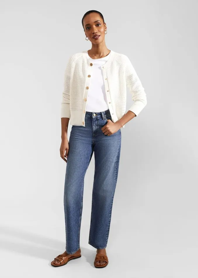 Women HOBBS Jumpers and Cardigans Florentina Cotton Cardigan Ivory