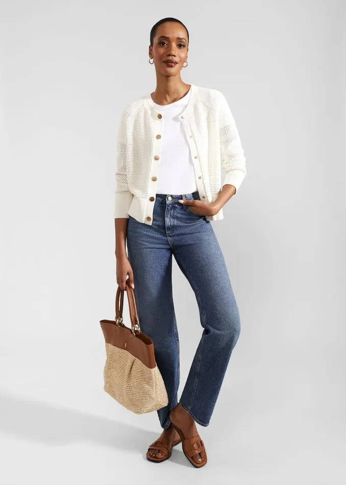Women HOBBS Jumpers and Cardigans Florentina Cotton Cardigan Ivory