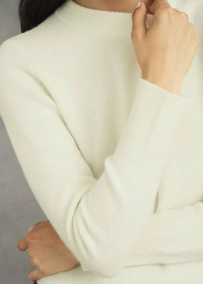 Women HOBBS Jumpers and Cardigans Hoghton Brushed Cashmere Jumper Warm Ivory