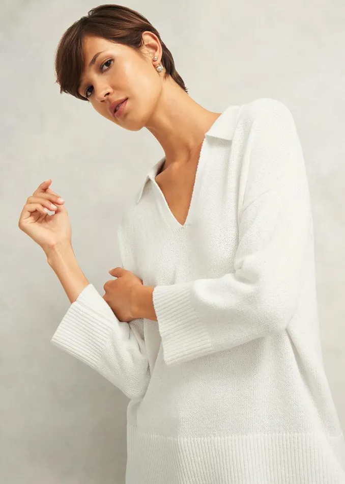 Women HOBBS Jumpers and Cardigans Madelyn Cotton Blend Jumper Warm Ivory