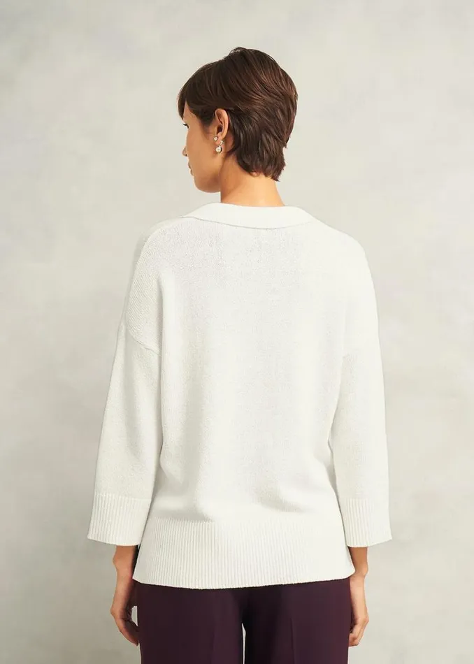 Women HOBBS Jumpers and Cardigans Madelyn Cotton Blend Jumper Warm Ivory