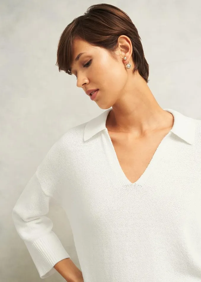 Women HOBBS Jumpers and Cardigans Madelyn Cotton Blend Jumper Warm Ivory