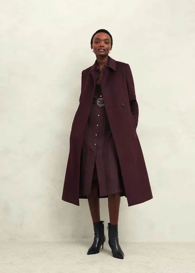Women HOBBS Petite Coats and Jackets Petite Livia Wool Coat Malbec Purple