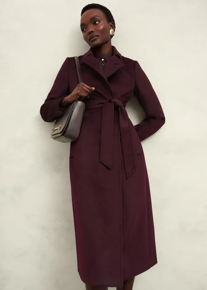Women HOBBS Petite Coats and Jackets Petite Livia Wool Coat Malbec Purple