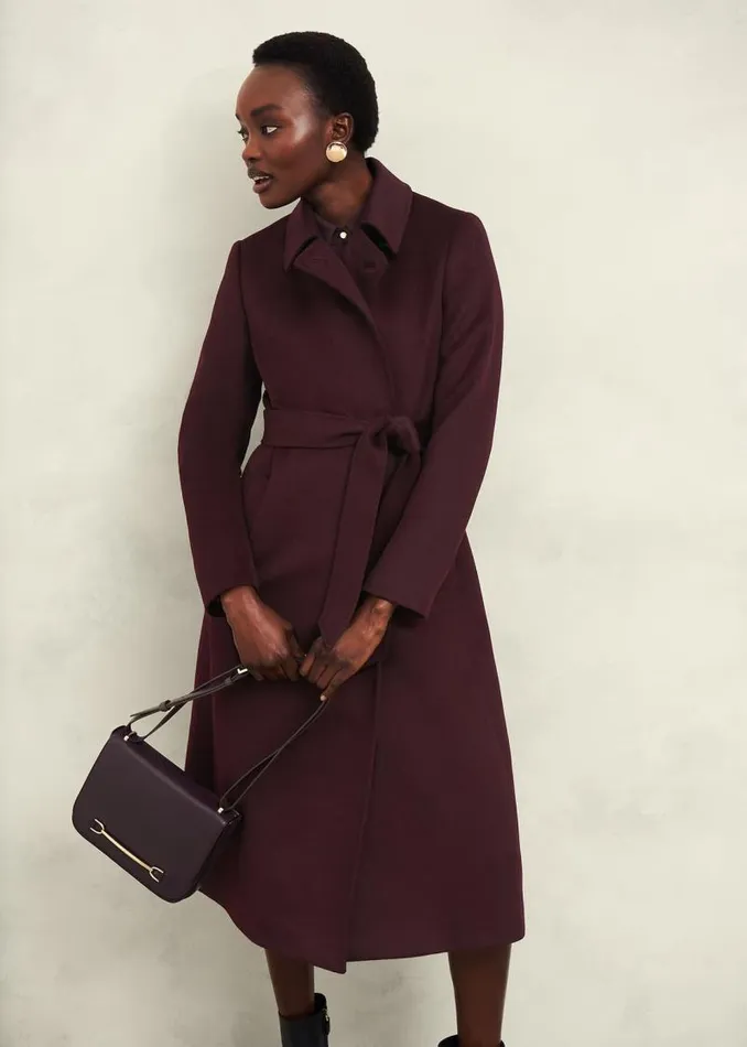 Women HOBBS Petite Coats and Jackets Petite Livia Wool Coat Malbec Purple