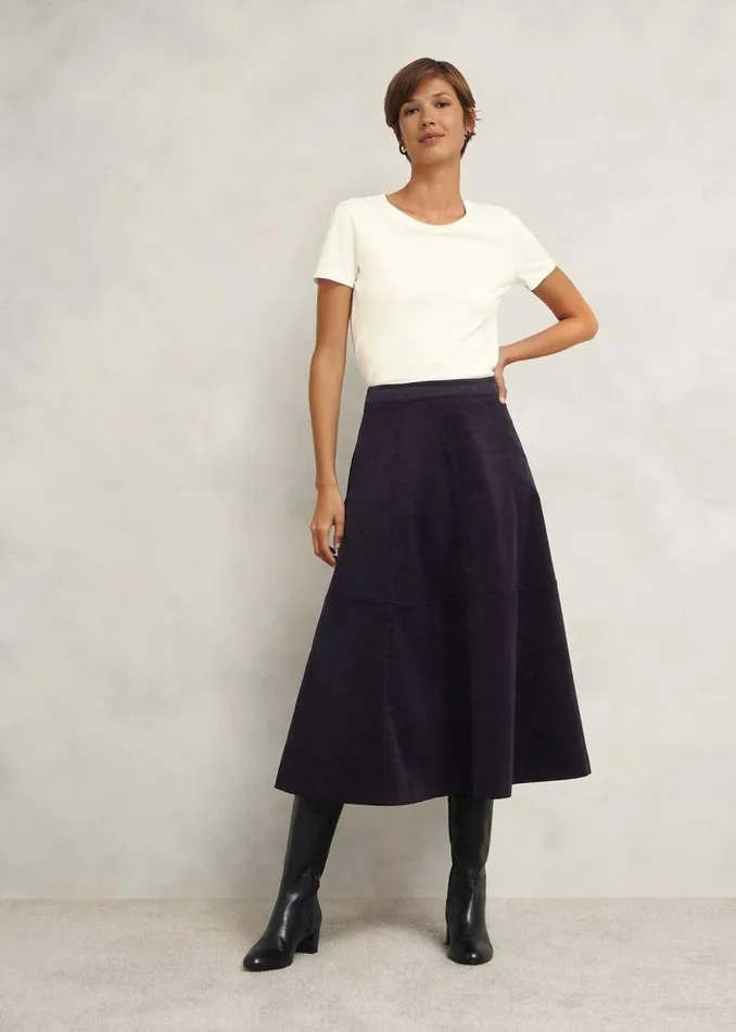 Women HOBBS Skirts Clifton Cord Skirt Navy
