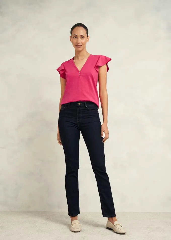 Women HOBBS Tops Pippa Cotton Slub Top Zinnia Pink