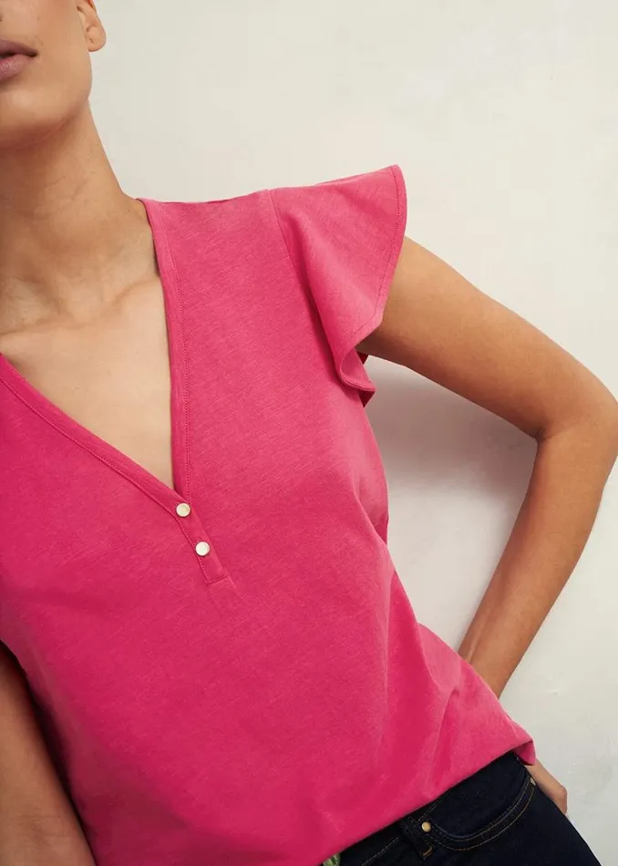 Women HOBBS Tops Pippa Cotton Slub Top Zinnia Pink