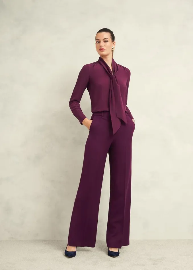Women HOBBS Trousers Sami Wide Trousers Warm Plum