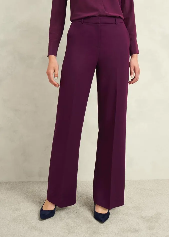Women HOBBS Trousers Sami Wide Trousers Warm Plum