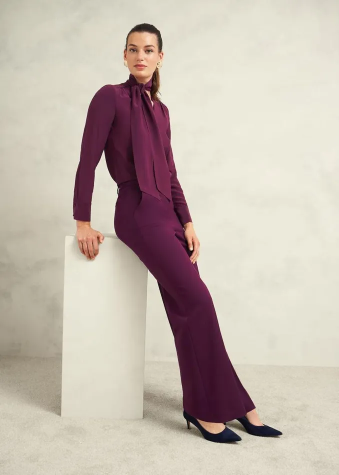 Women HOBBS Trousers Sami Wide Trousers Warm Plum