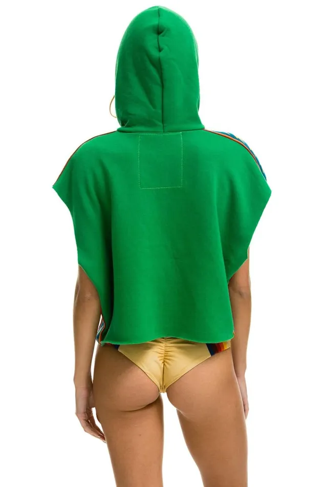 Women Hoodies Aviator Nation Bolt Stripe Sleeveless Relaxed Cropped Pullover Hoodie 8211 Kelly Green